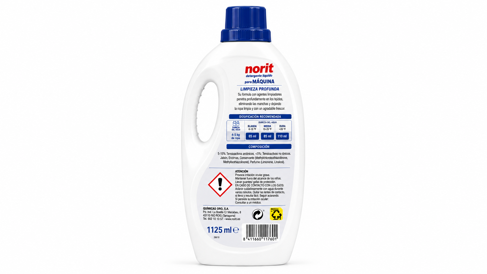 Norit Detergente Liquido Maquina | 1125 ML / 37 DOSIS | Caja de 12 | Botella plástico - imagen 3