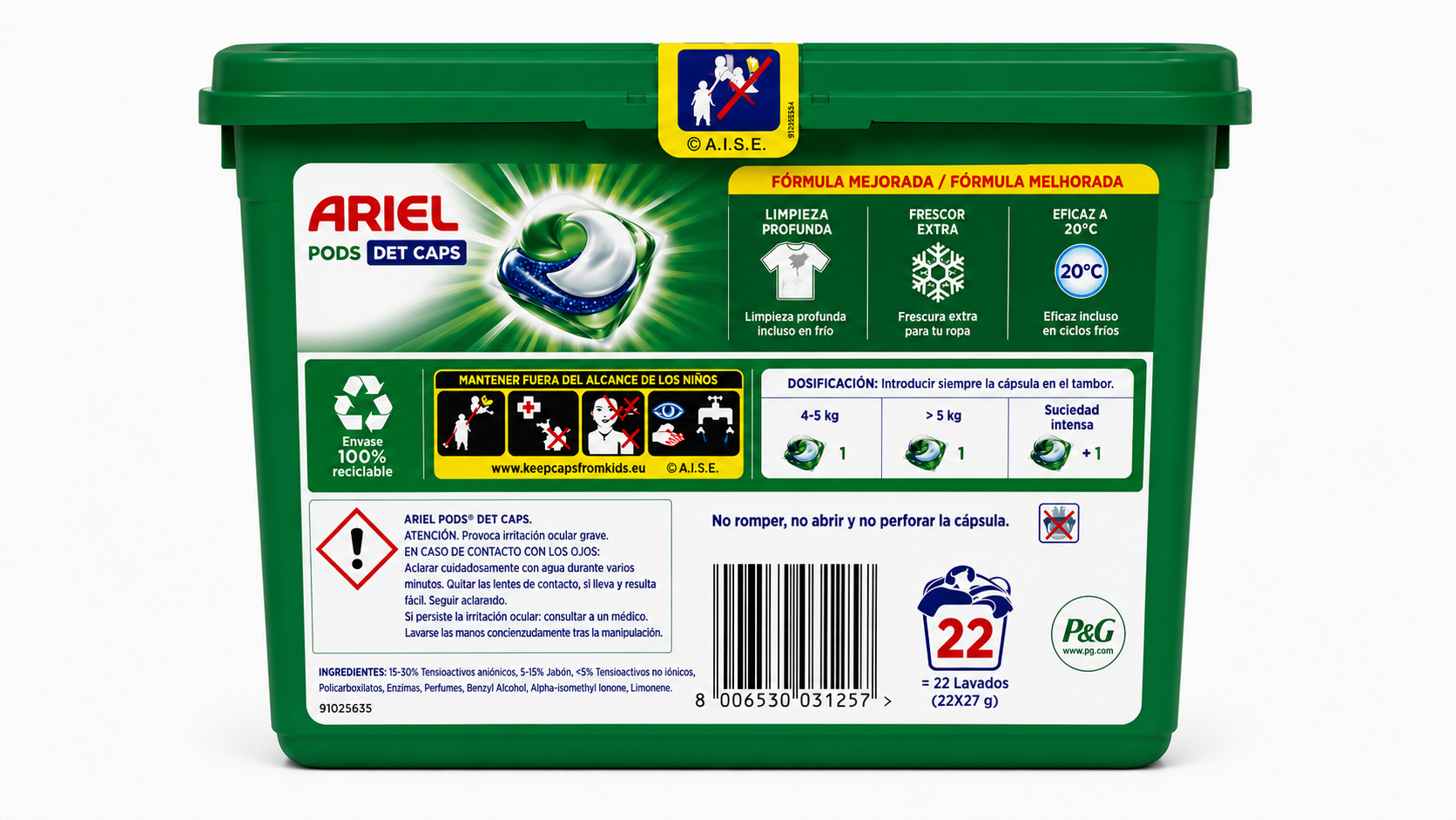 Ariel PODS DET CAPS | 22UD | Caja de 4 | Cápsulas/Pastillas - imagen 3