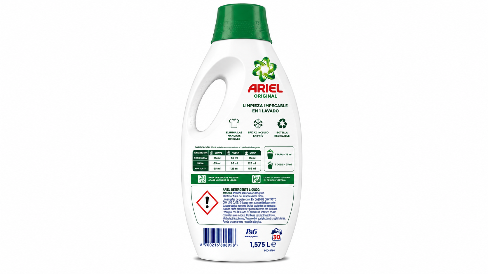 Ariel Original DET LIQ | 1.575L | Caja de 4 | Botella plástico - imagen 4