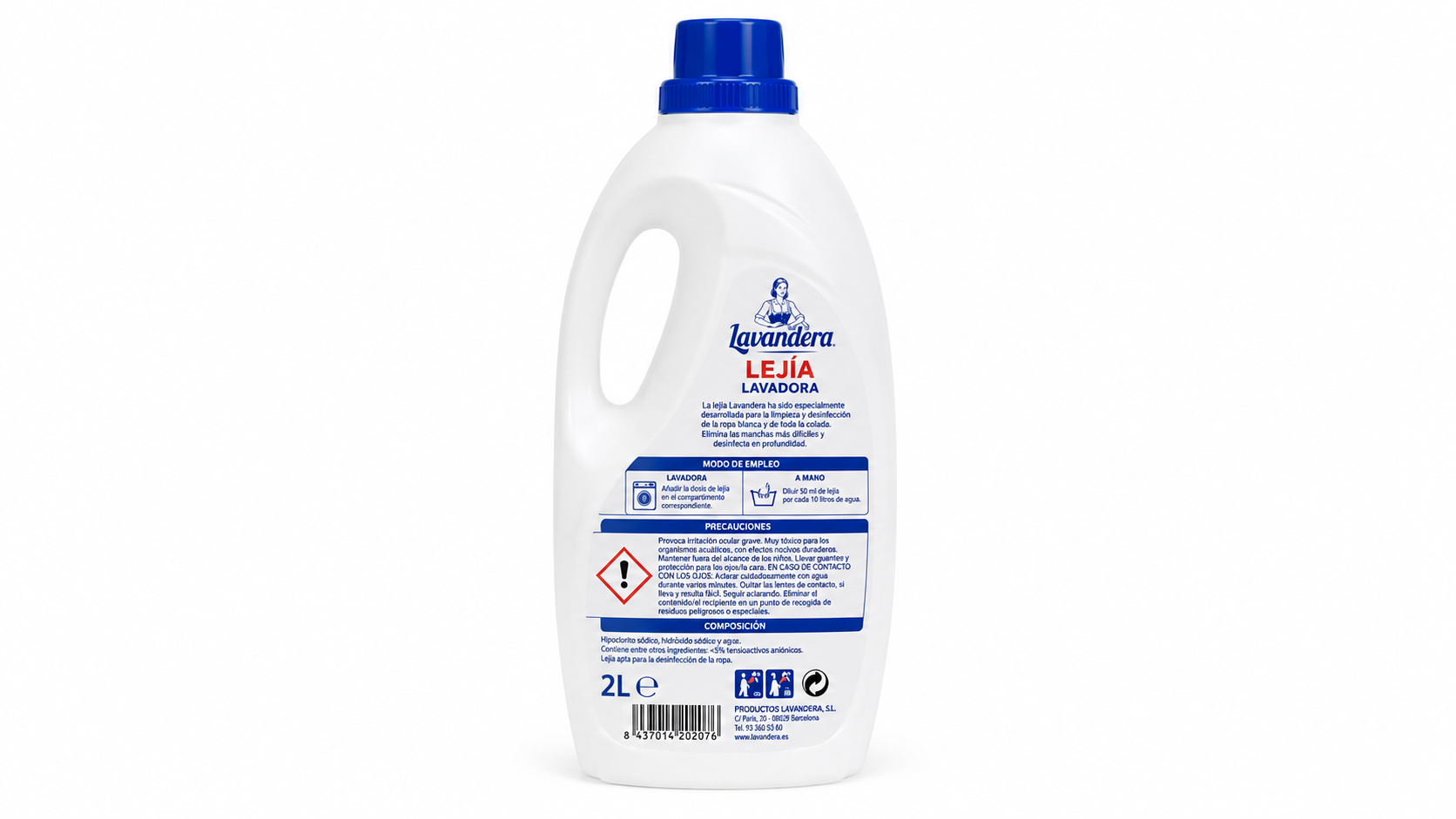 Lavandera .lejia Lavadora | 2 L | Caja de 8 | Botella plástico - imagen 2