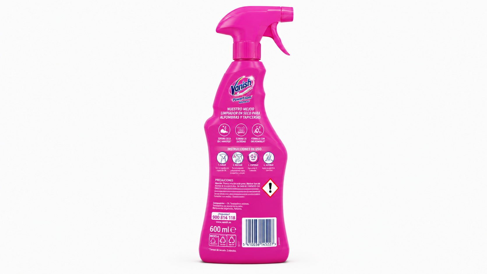 Vanish Limpiador Alfombras Power FOAM Spray | 600 ML | Caja de 6 | Spray - imagen 3