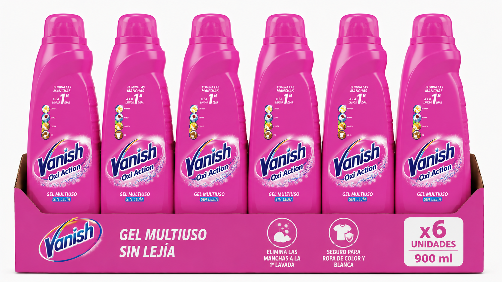 Vanish OXI Action GEL | 900 ML | Caja de 6 | Botella plástico