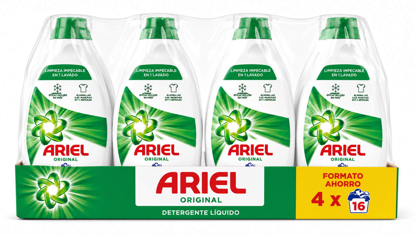 Ariel Original Deterg.liq | 16 DOSIS / 198L | Caja de 4 | Botella plástico