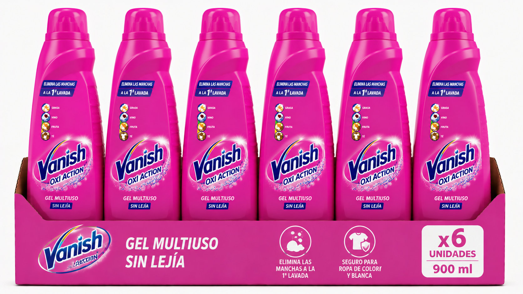 Vanish OXI Action GEL | 900 ML | Caja de 6 | Botella plástico - imagen 4