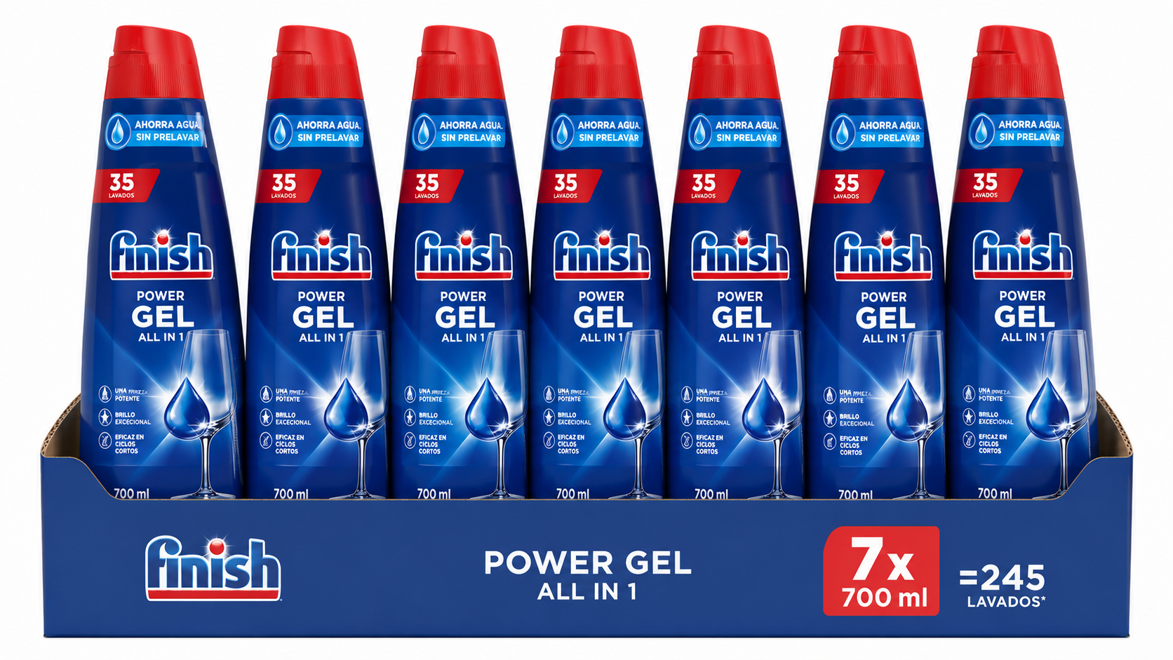 Finish Lavavajill.deterg.gel | 35 LAV. / 700ML | Caja de 7 | Botella plástico - imagen 2
