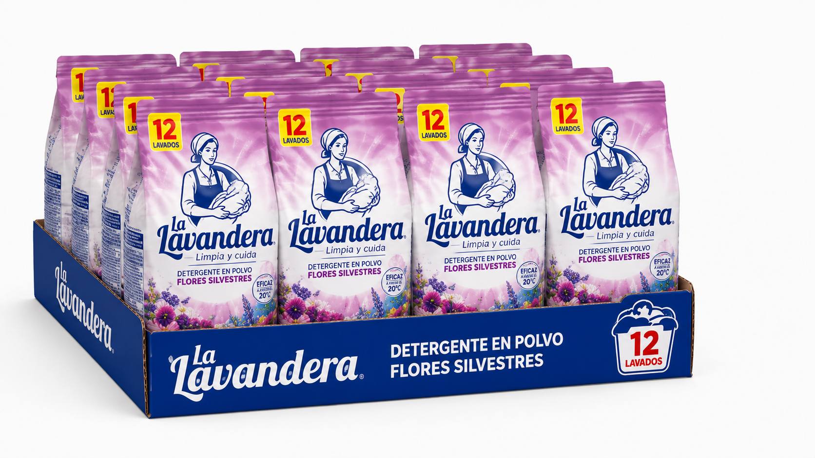 Lavandera Detergente Polvo Flores Silvestres | 12 LAVADOS | Caja de 12 - imagen 11