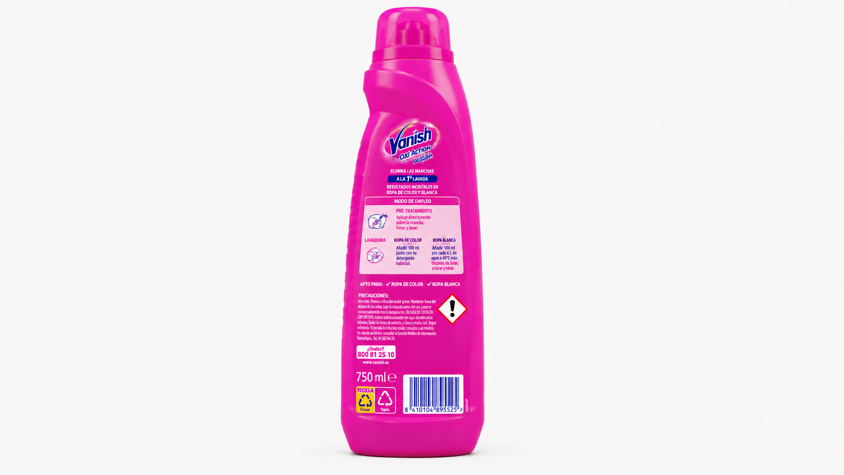 Vanish OXI Action GEL Quitamanchas PINK | 750 ML | Caja de 6 | Botella plástico - imagen 3