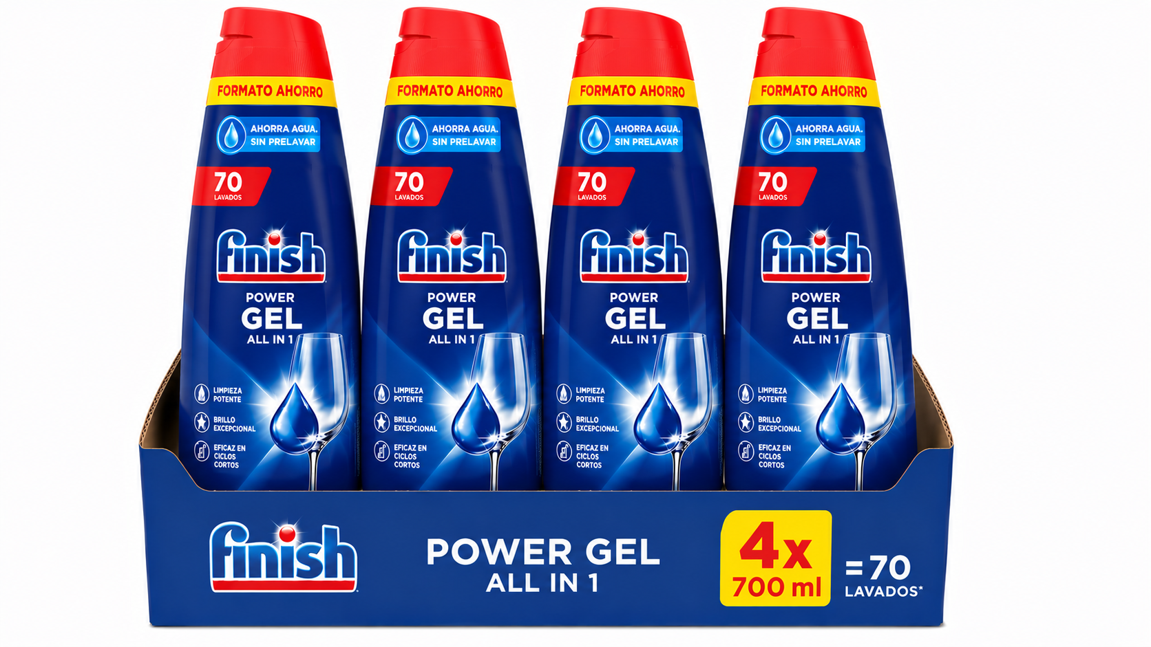Finish Lavavajill.deterg.gel | 70LAVADOS | Caja de 4 | Botella plástico - imagen 4