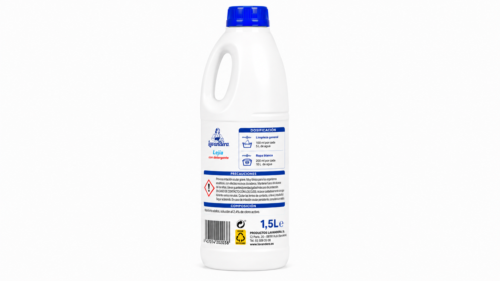 Lavandera Lejia C/detergente | 1.5L | Caja de 12 | Botella plástico