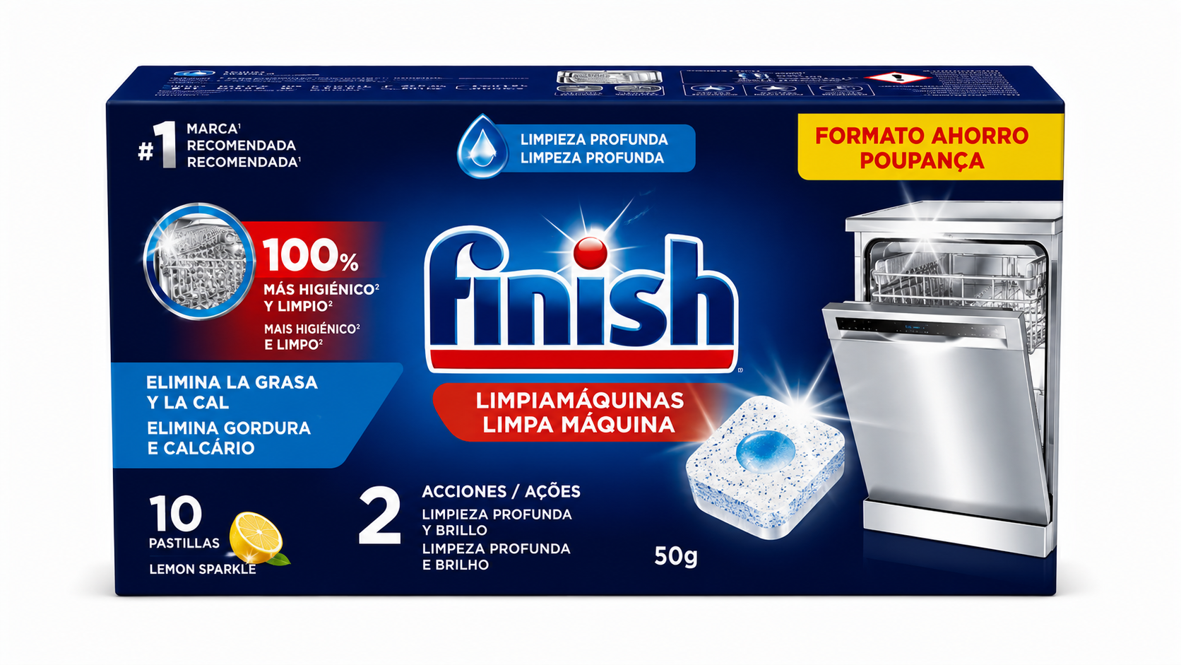 Finish Lavavajill. Maquina Pastillas TODO EN 1 | 50 PASTILLAS | Caja de 5 | Bolsa - imagen 3