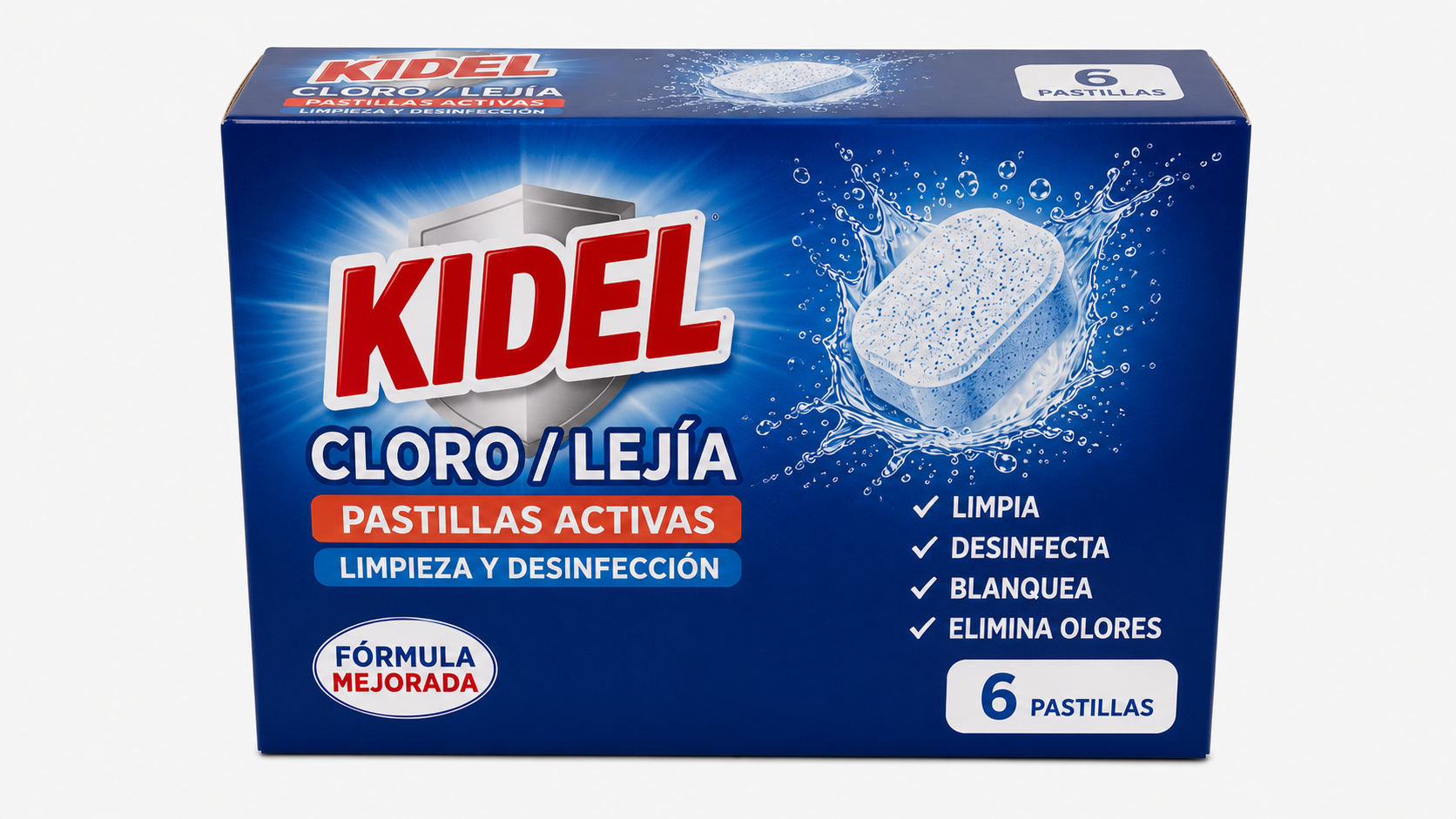 Kidel Cloro/lejia Pastillas Activas | Caja de 6 | Cápsulas/Pastillas - imagen 2