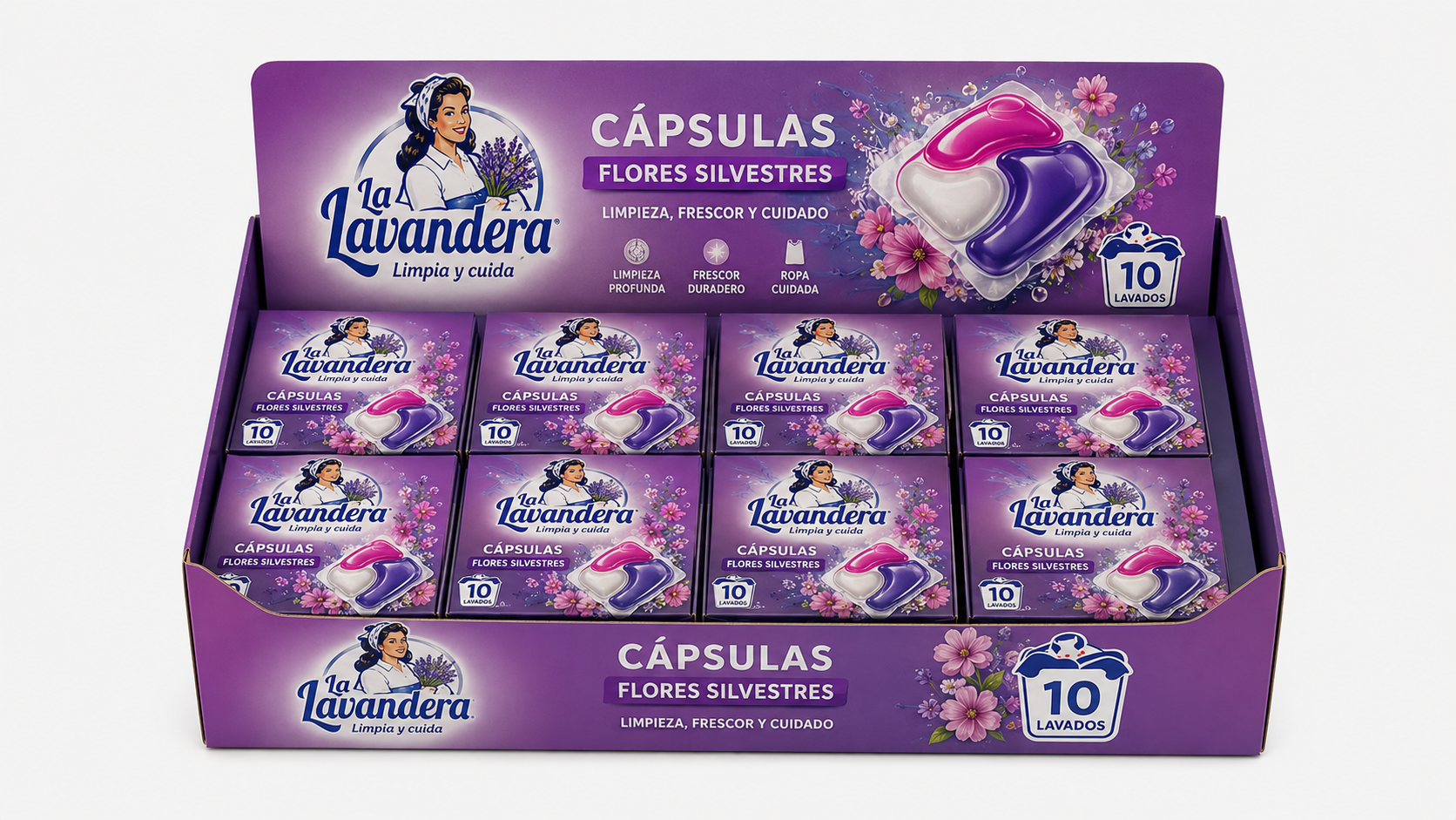 Lavandera Cápsulas Flores Silvestres | 10 LAVADOS | Caja de 8