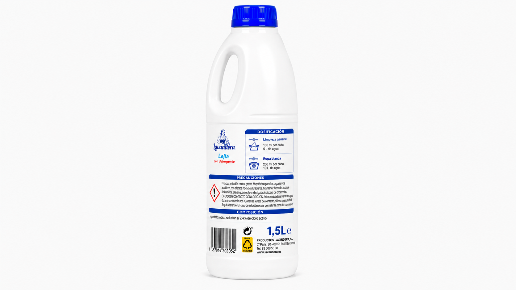 Lavandera Lejia C/detergente | 1.5 L | Caja de 12 | Botella plástico - imagen 3
