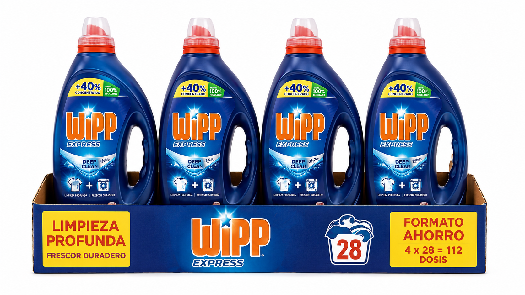 WIPP DET GEL | 28 DOSIS / 1,260 L. | Caja de 4 | Botella plástico