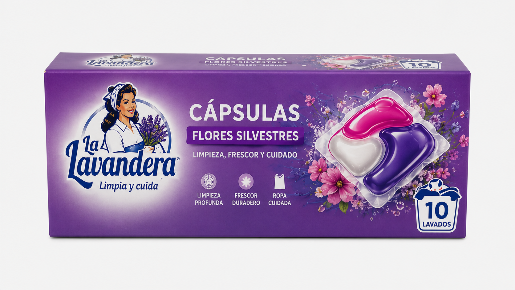 Lavandera Cápsulas Flores Silvestres | 10 LAVADOS | Caja de 8 - imagen 2