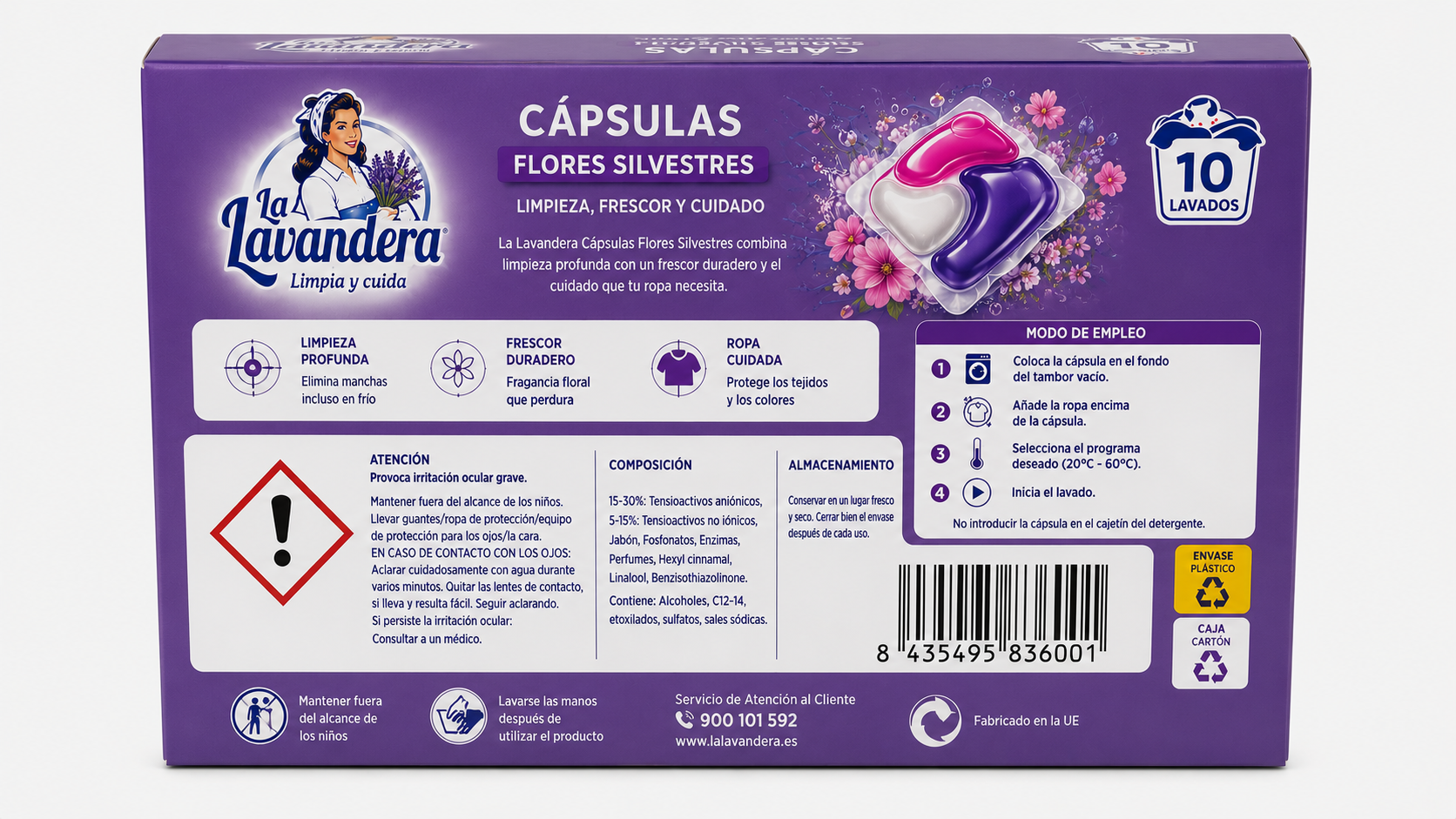 Lavandera Cápsulas Flores Silvestres | 10 LAVADOS | Caja de 8 - imagen 3