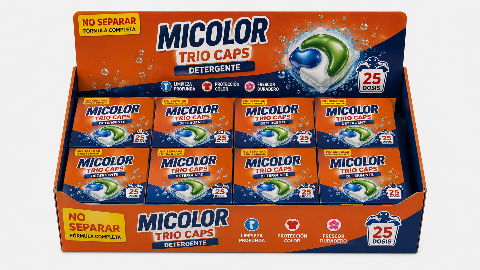 Micolor Detergente TRIO CAPS NO Separar | 25 DOSIS | Caja de 8 | Cápsulas/Pastillas - imagen 2