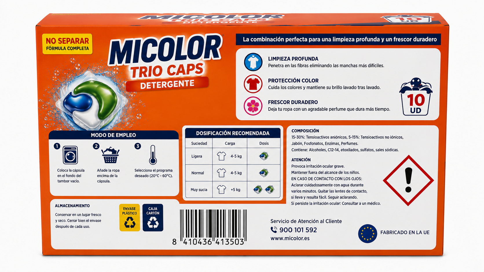 Micolor Detergente TRIO CAPS NO Separar | 25 DOSIS | Caja de 8 | Cápsulas/Pastillas - imagen 5