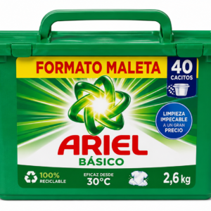 Ariel Basico Maleta | 40 CACITOS / 2,6KG | Caja de 4 | Caja