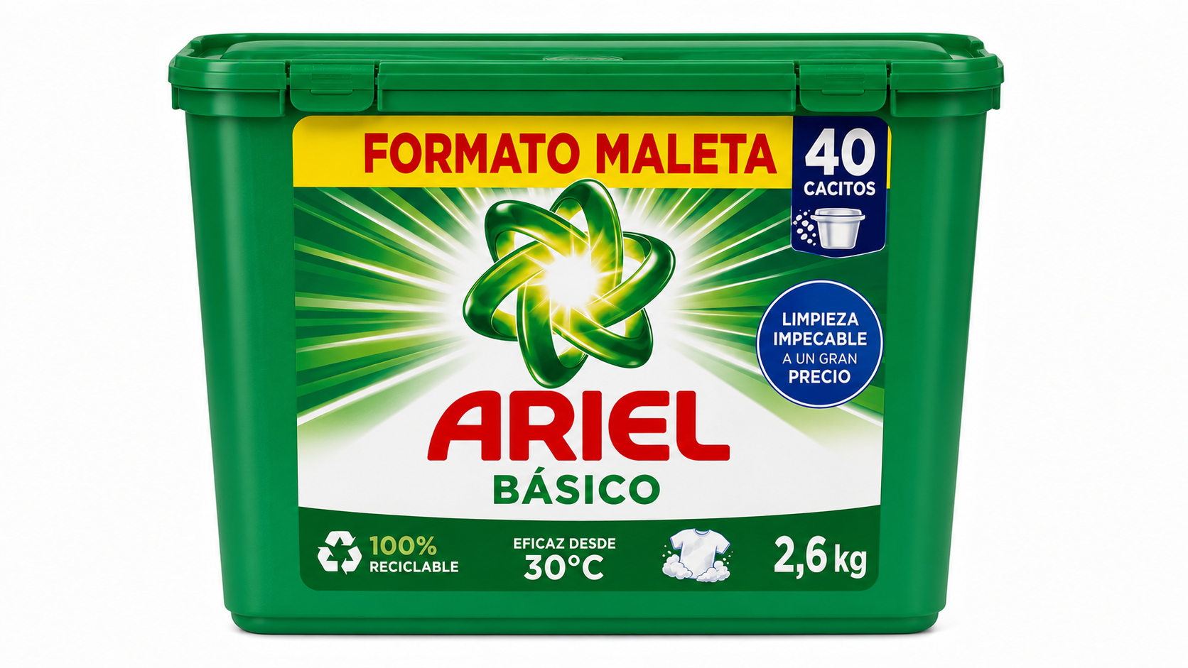 Ariel Basico Maleta | 40 CACITOS / 2,6KG | Caja de 4 | Caja - imagen 2