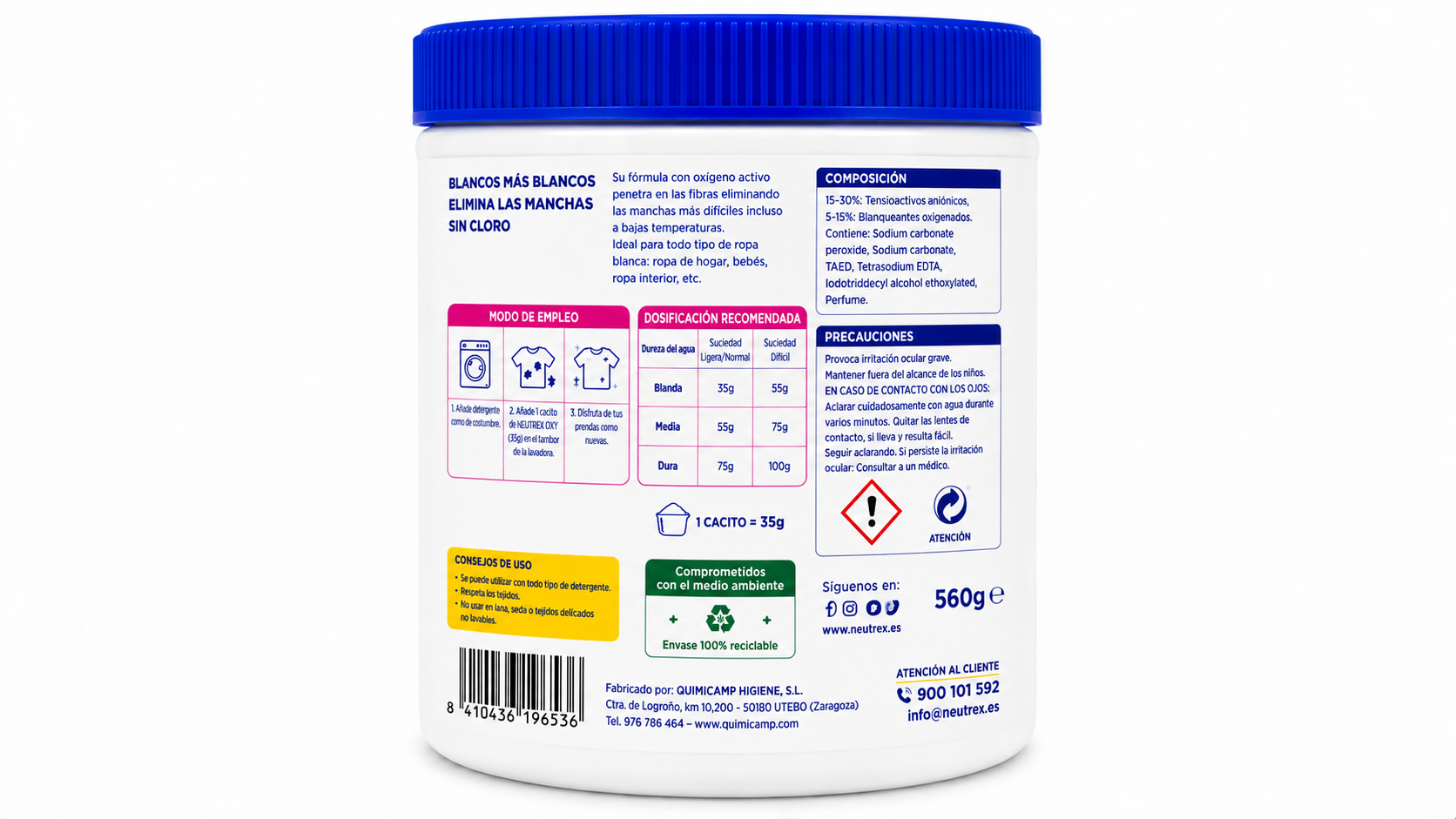 Neutrex OXY | 560 GR / 16 LAVADOS | Caja de 8 - imagen 2