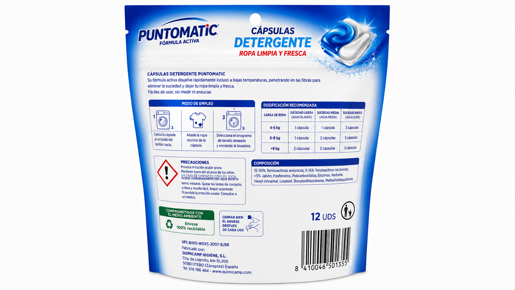 Puntomatic Capsulas Deterg | 12UDS | Caja de 8 | Bolsa - imagen 3