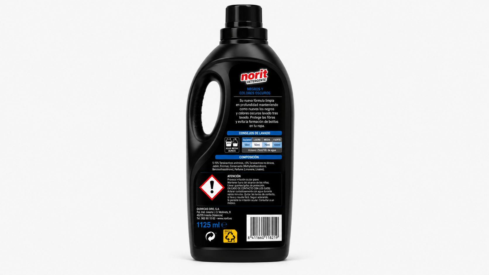 Norit Detergente Liquido Maquina | 1125 ML / 37 DOSIS | Caja de 12 | Botella plástico - imagen 8