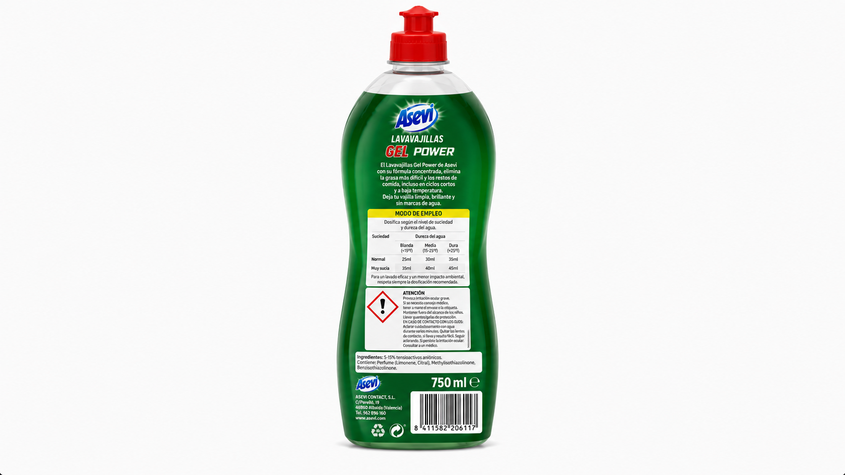 Asevi Lavavajillas GEL Power | Caja de 10 | Botella plástico - imagen 2