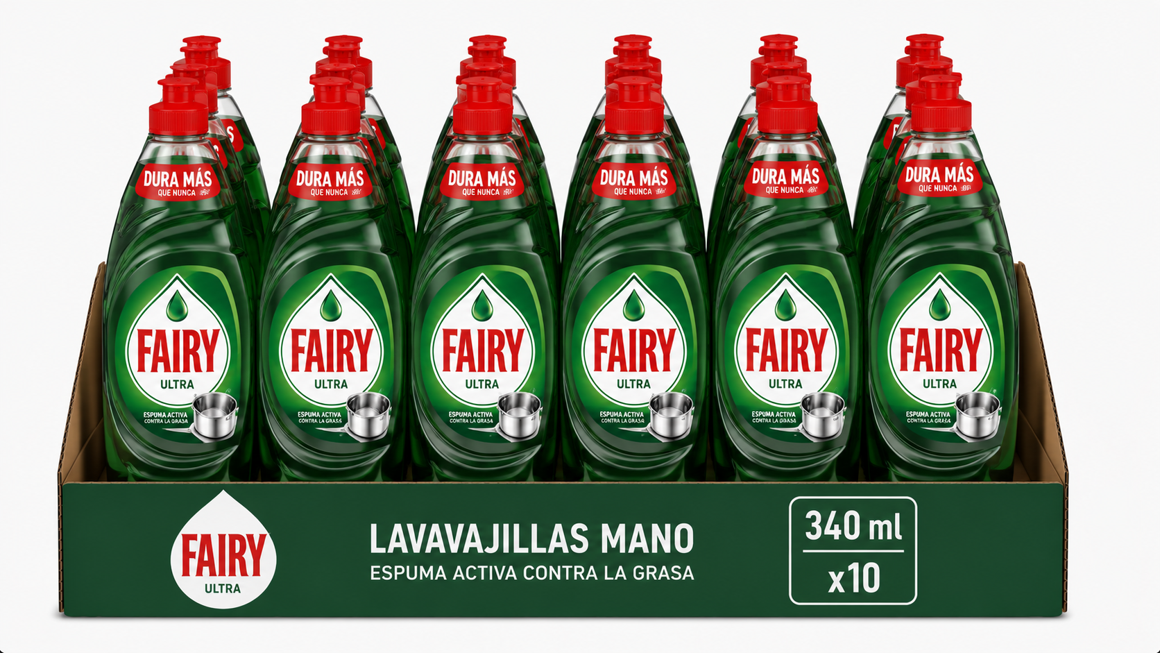 Fairy Lavavajillas MANO | 340ML | Caja de 10 | Botella plástico