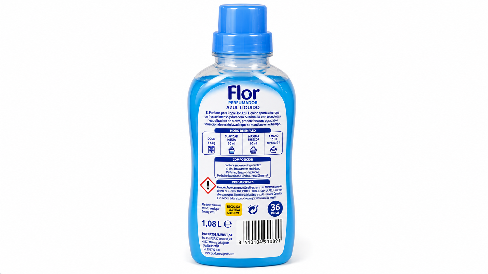 FLOR Perfumador AZUL Liquido | 36 DOSIS | Caja de 8 | Botella plástico