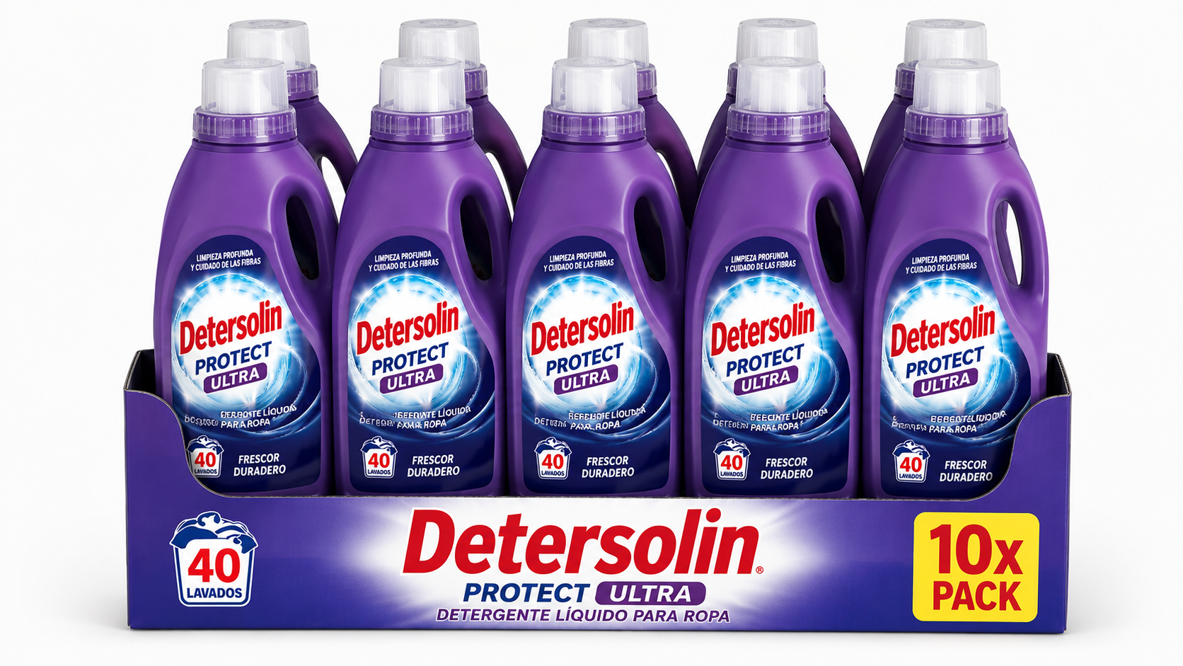Detersolin Protect Ultra Detergente Liquido PARA ROPA | Caja de 10 | Botella plástico