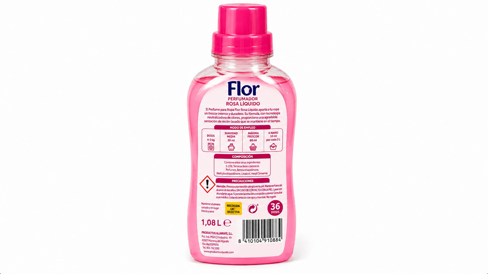 FLOR Perfumador ROSA Liquido | 36 DOSIS | Caja de 12 | Botella plástico