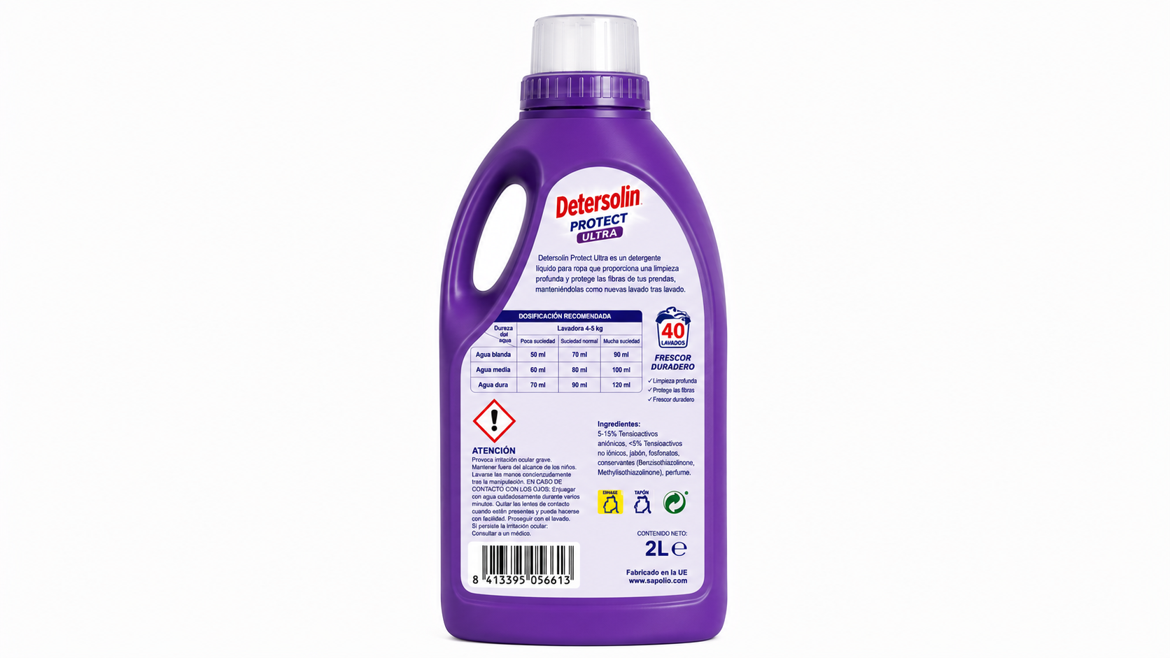 Detersolin Protect Ultra Detergente Liquido PARA ROPA | Caja de 10 | Botella plástico - imagen 9