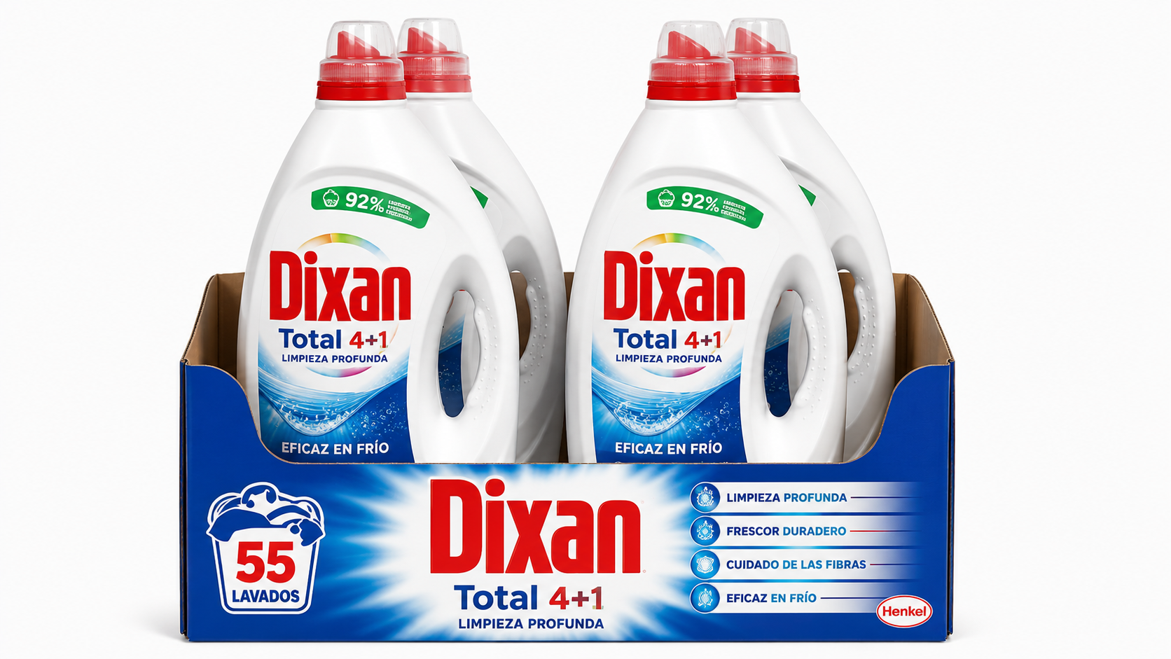 Dixan Detergente Liquido GEL | 55 DOSIS | Caja de 4 | Botella plástico - imagen 11