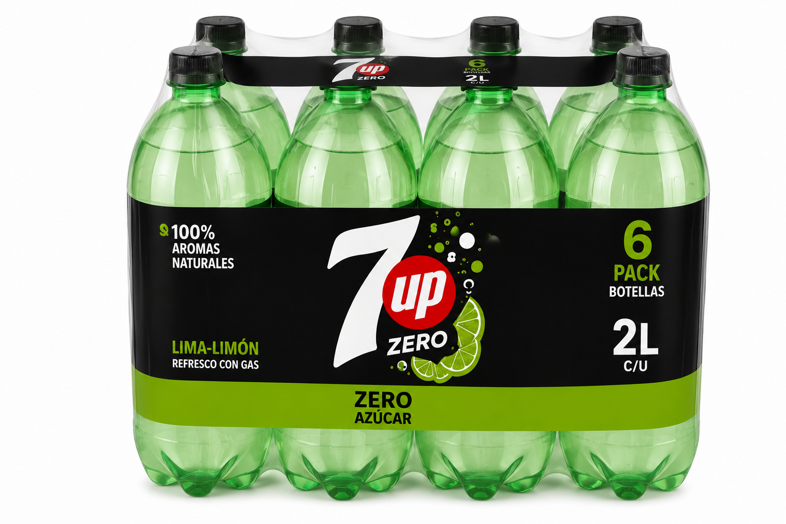 7UP Zero Lima-Limón | Pack de 6 Botellas (2 L)