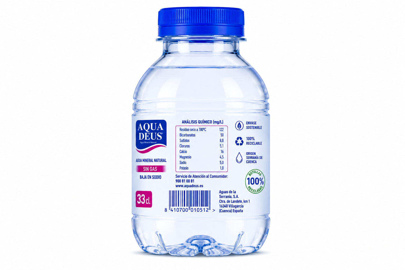 Agua Mineral Natural Aquadeus | Pack de 20 Botellas (33 cl) - imagen 8