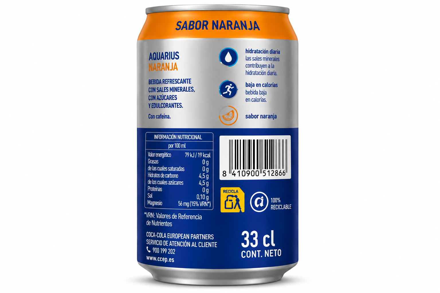 Aquarius Naranja | Caja de 24 Latas (33 cl) - imagen 8