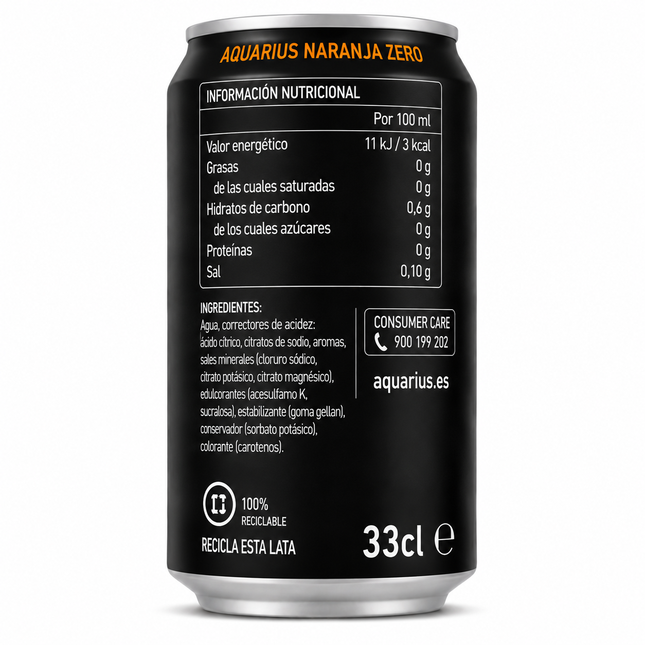 Aquarius Naranja Zero | Caja de 24 Latas (33 cl) - imagen 5