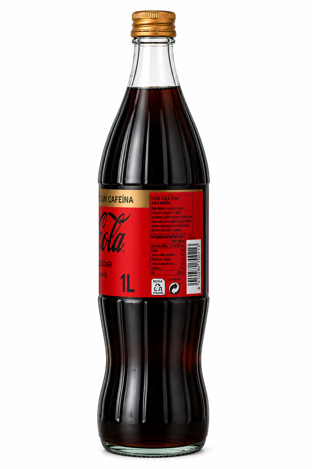 Coca-Cola Zero Sin Cafeína | Caja de 12 Unidades (Botella de Cristal, 1 L) - imagen 6