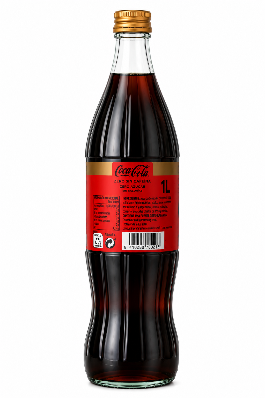 Coca-Cola Zero Sin Cafeína | Caja de 12 Unidades (Botella de Cristal, 1 L) - imagen 7