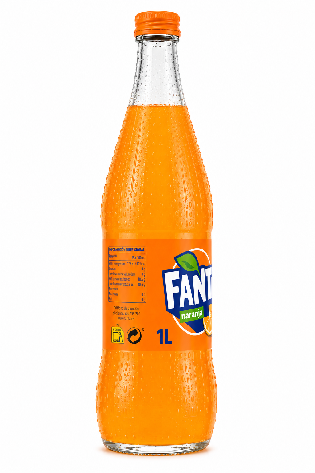 Fanta Naranja | Caja de 12 Unidades (Botella de Cristal, 1 L) - imagen 5