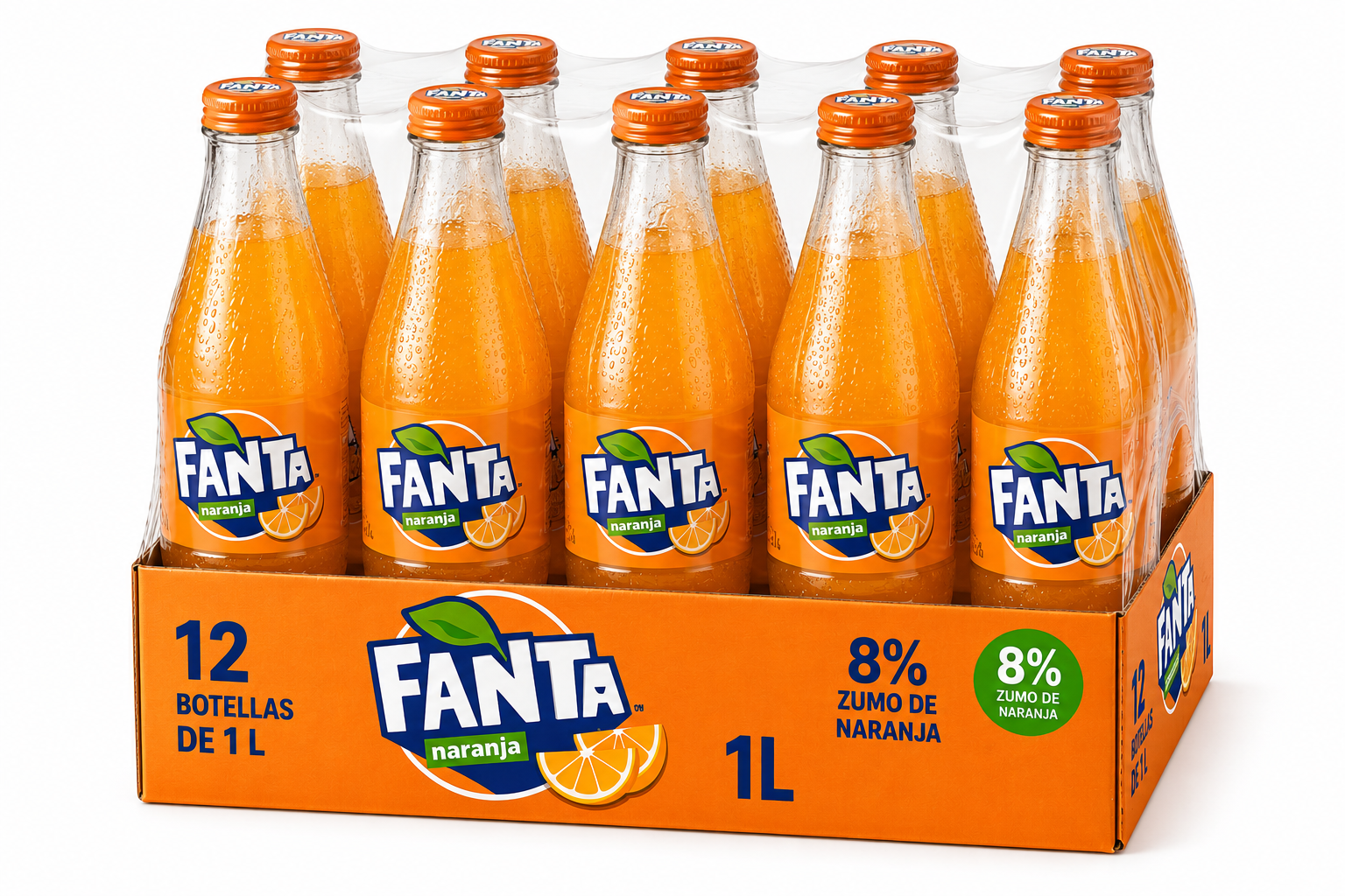 Fanta Naranja | Caja de 12 Unidades (Botella de Cristal, 1 L) - imagen 7