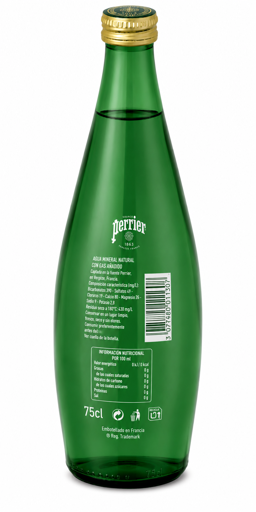 Agua Mineral Natural Carbónica Perrier | Caja de 12 Botellas (75 cl) - Cristal - imagen 8