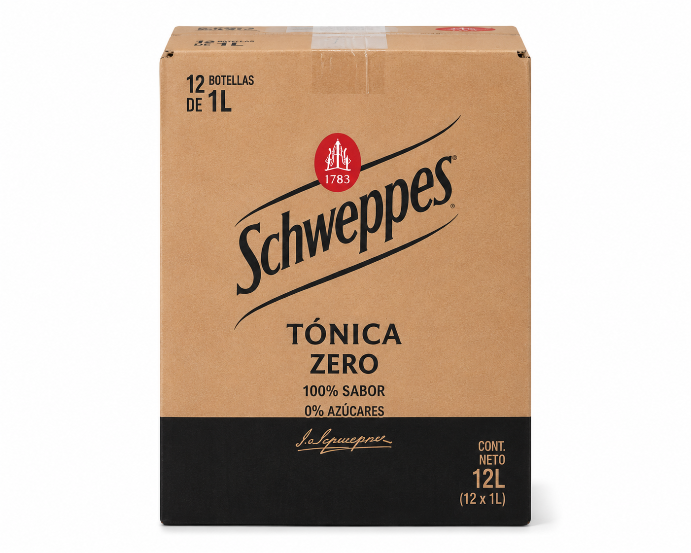 Tónica Schweppes Zero | Caja de 12 Botellas (1 L)