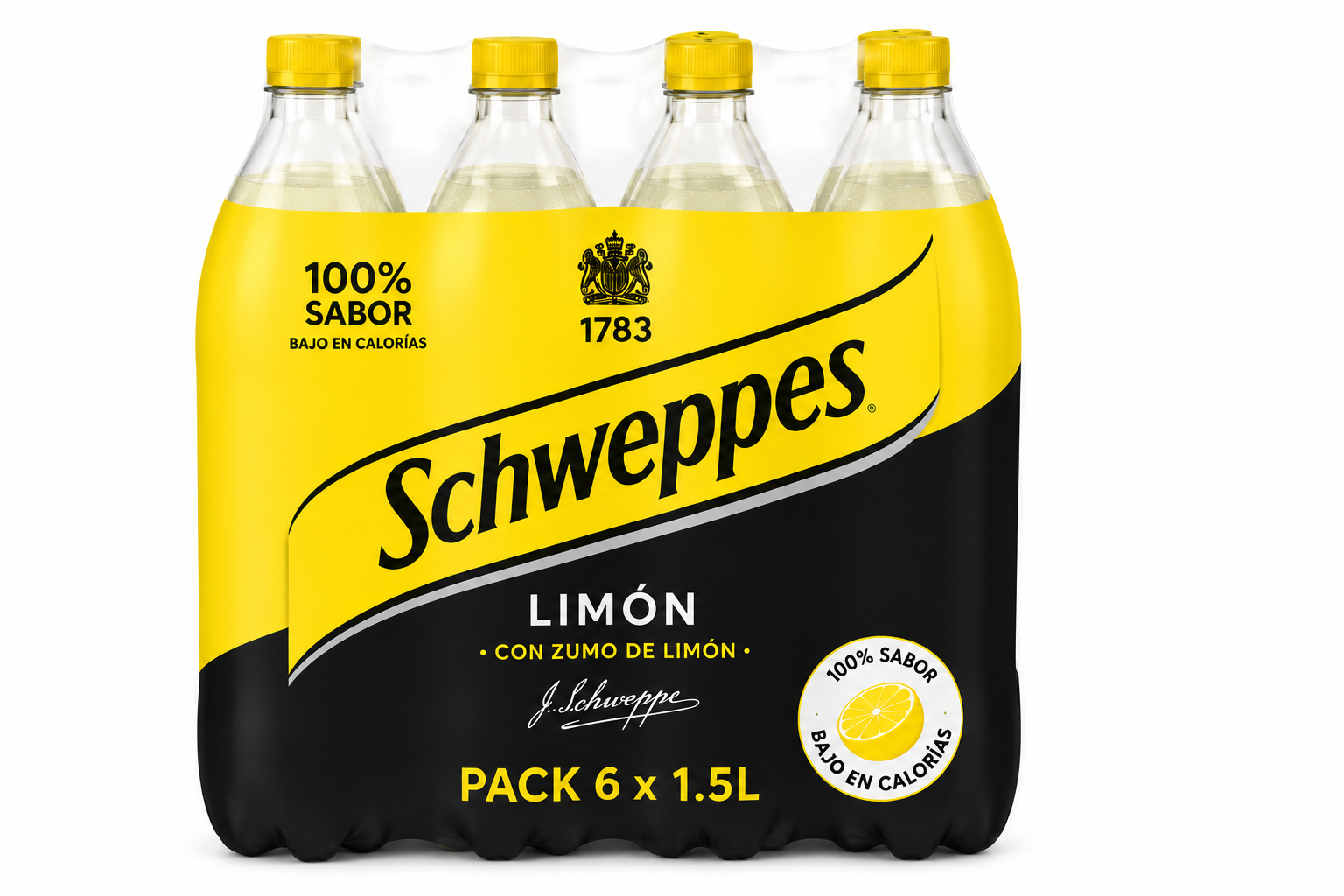 Schweppes Limón Zero | Pack de 6 Botellas (1,5 L)
