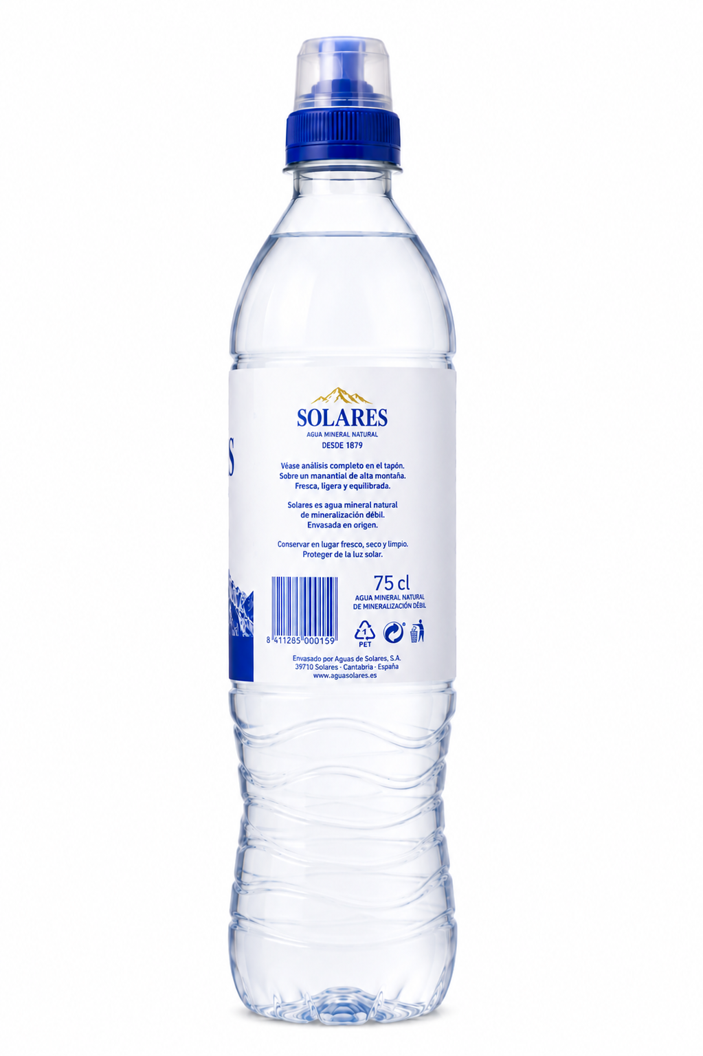Agua Mineral Natural Solares | Caja de 12 Botellas (75 cl) - Tapón Sport - imagen 6