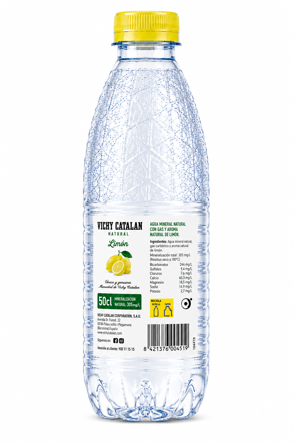Agua Mineral Natural Carbónica Vichy Catalán con Limón | Pack de 12 Botellas (50 cl) - imagen 8
