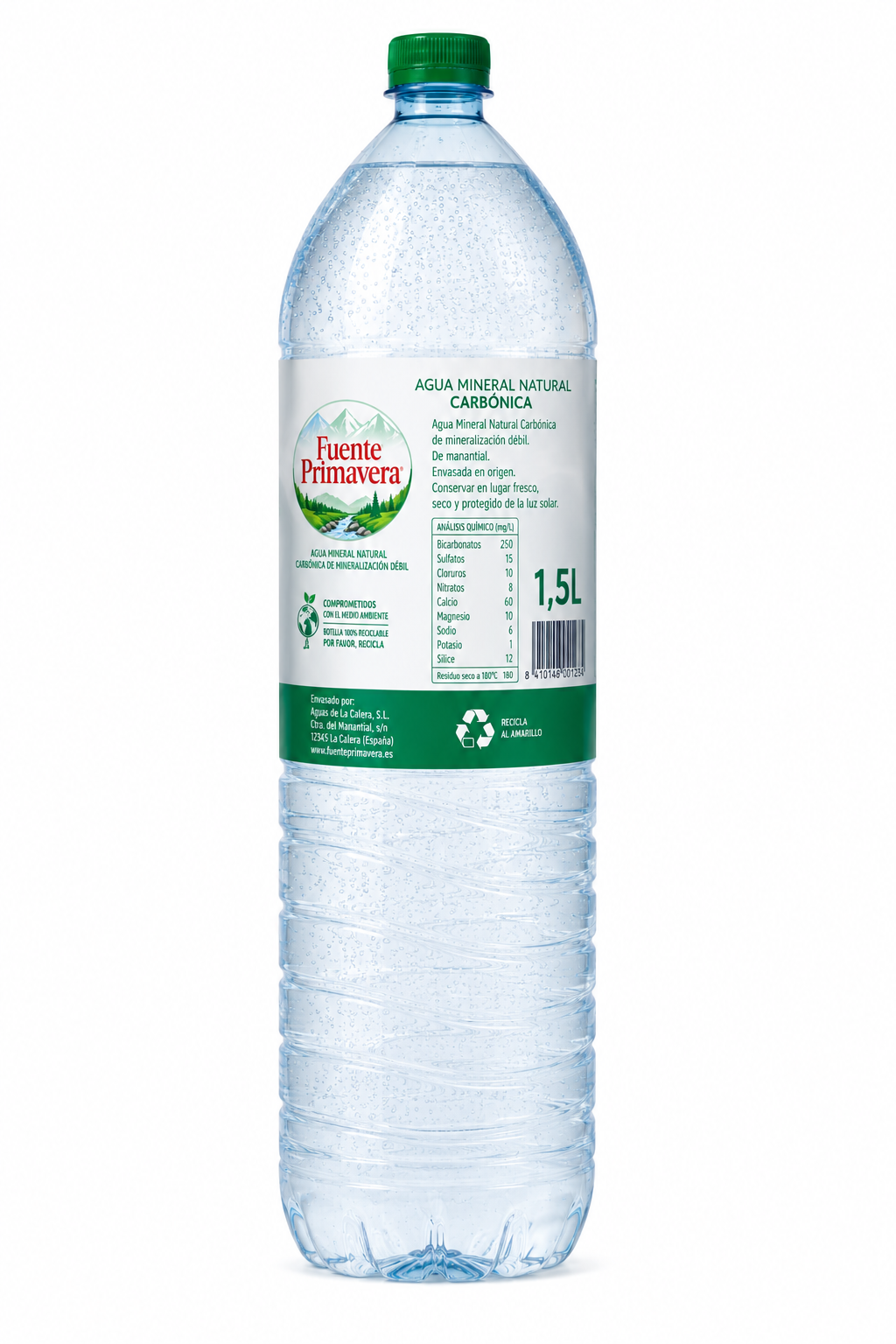 Agua Mineral Natural Carbónica Fuente Primavera 1,5 L Botella Pet