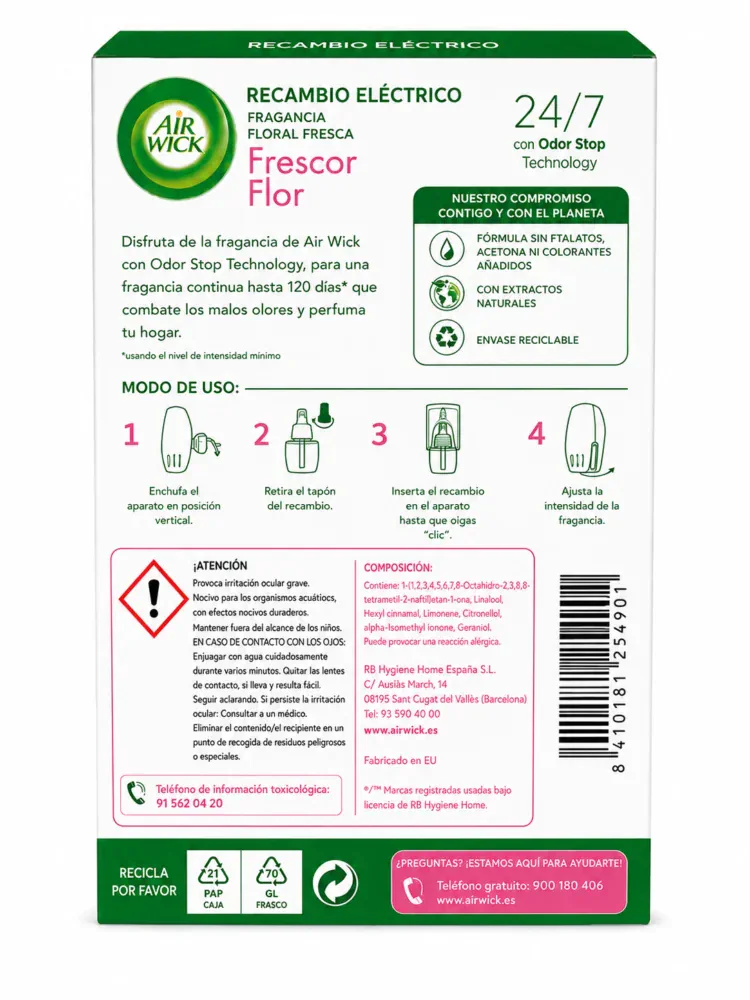 Air Ambientador Eléctrico Recambio Frescor Flor