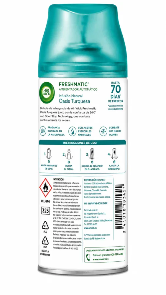Air Wick Amb.fresh Matic Recambio Oasis Turquesa